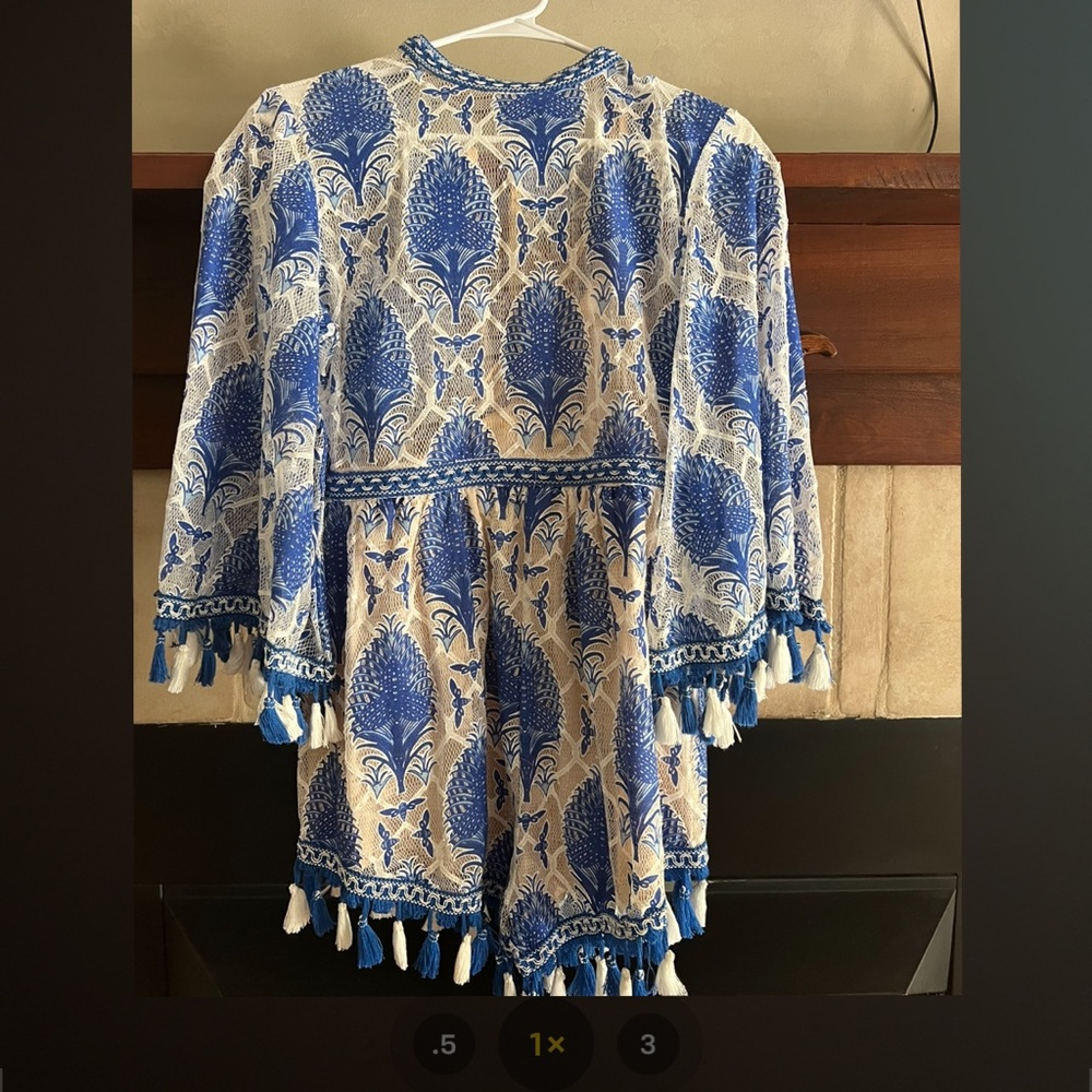 Blue and ivory romper
